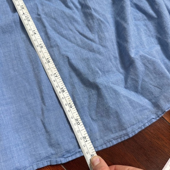 LOFT Embroidered Smock Light Blue Long Sleeve Blouse Size Large Petite - Picture 4 of 6